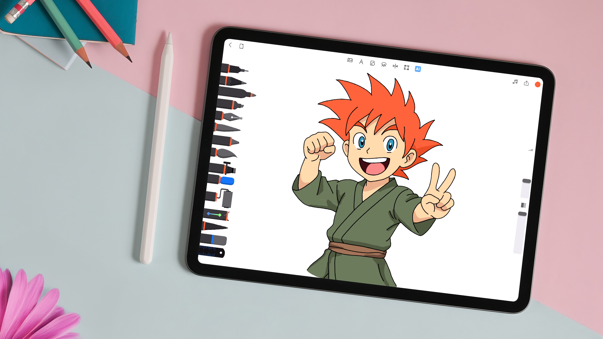 Anime Teen lesson on Drawing Desk