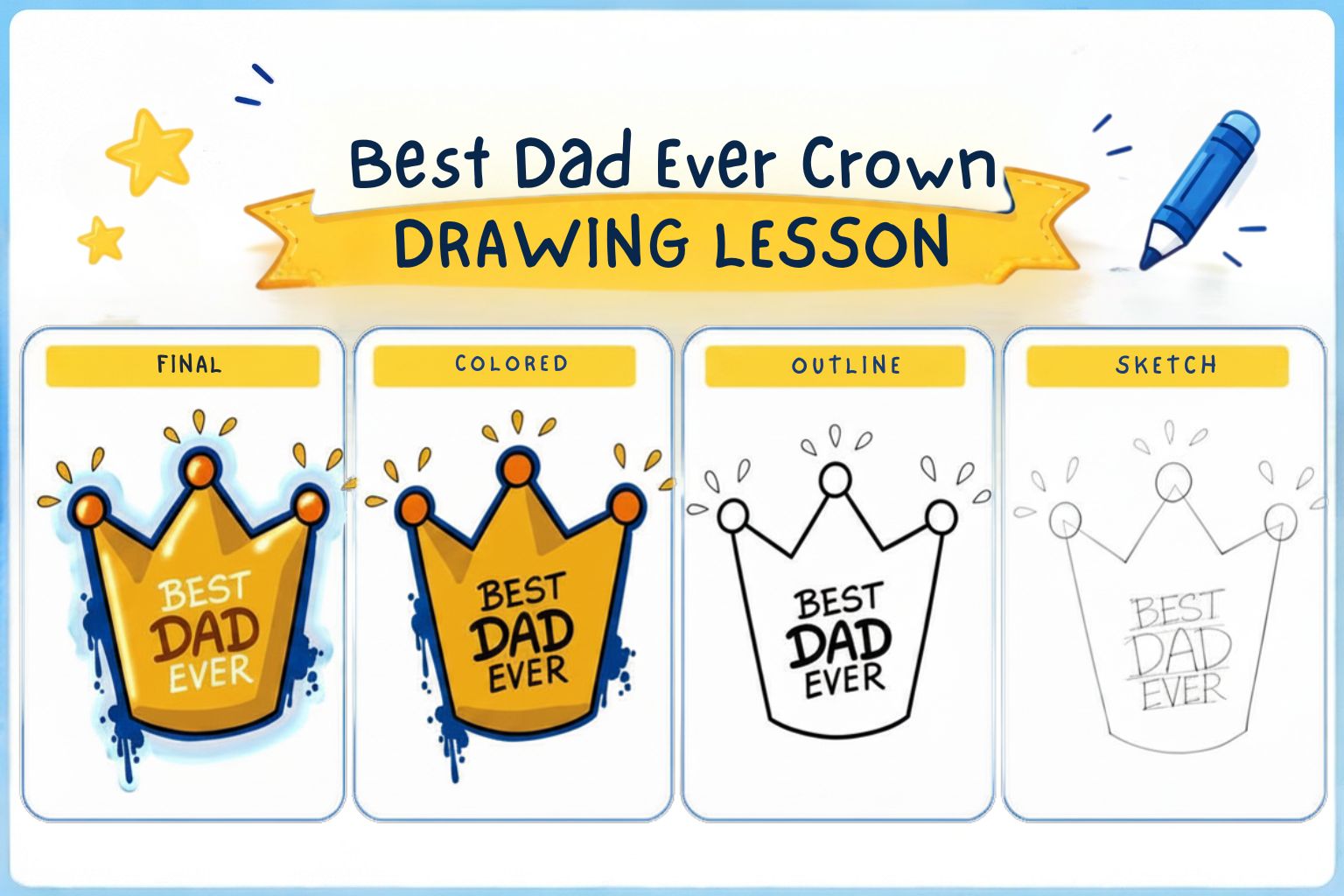 Best Dad Ever Crown lesson by Drawing Desk