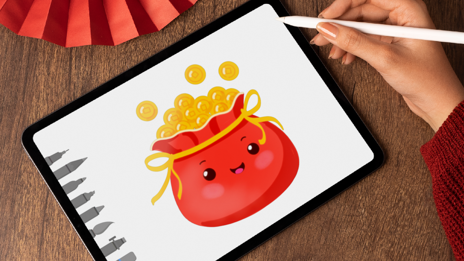 Lucky Money Bag Drawing Desk lesson image