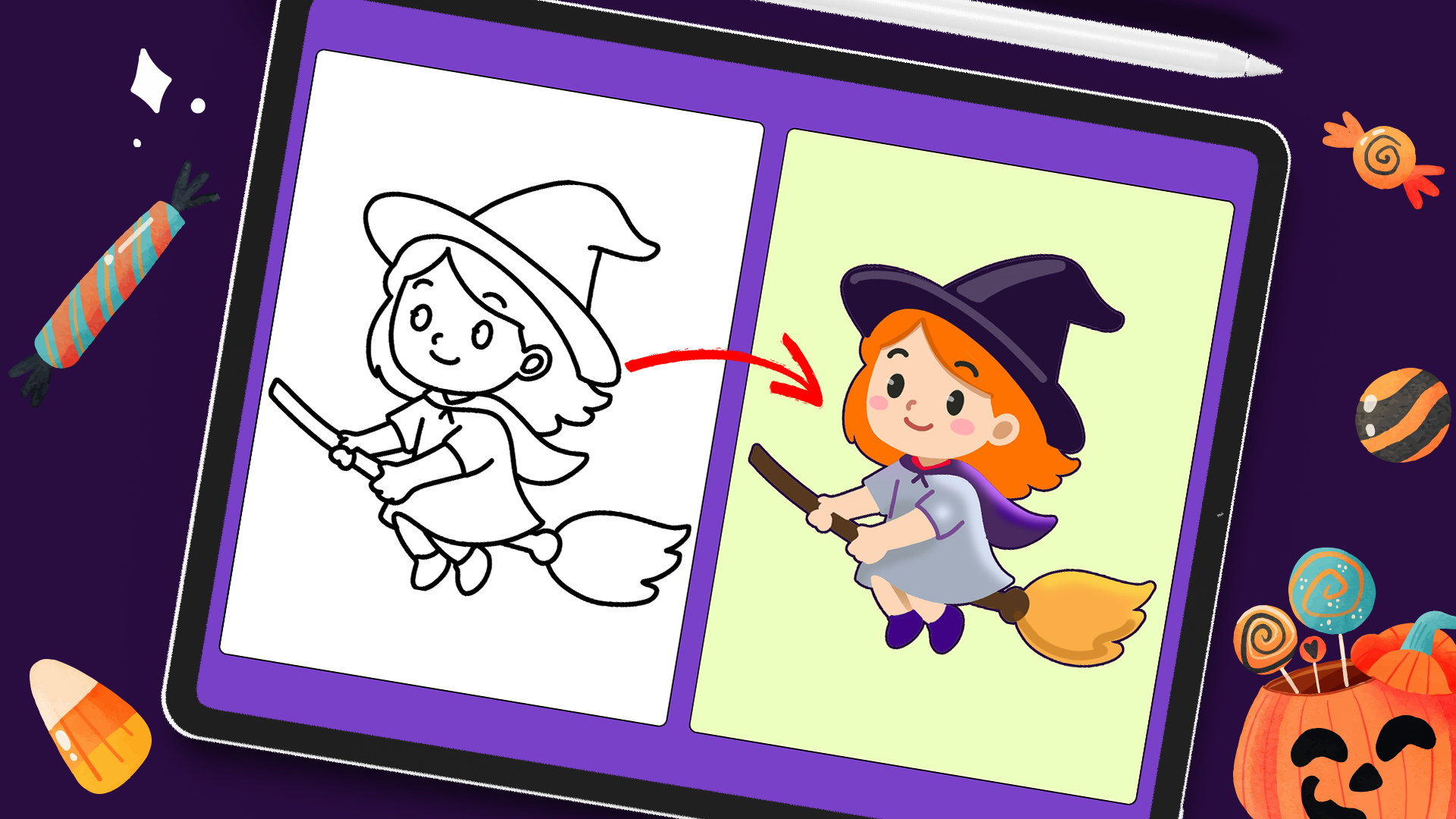 Wishy Witch drawing lesson on Drawing Desk