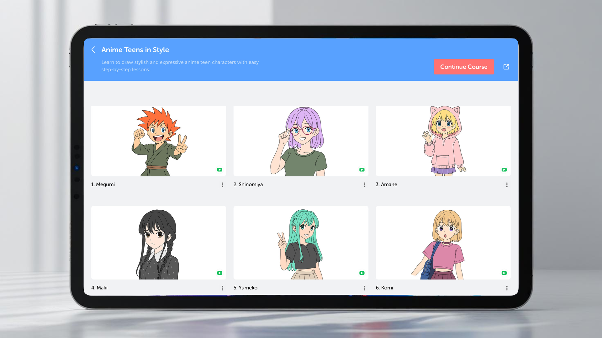 Anime Teens lesson view