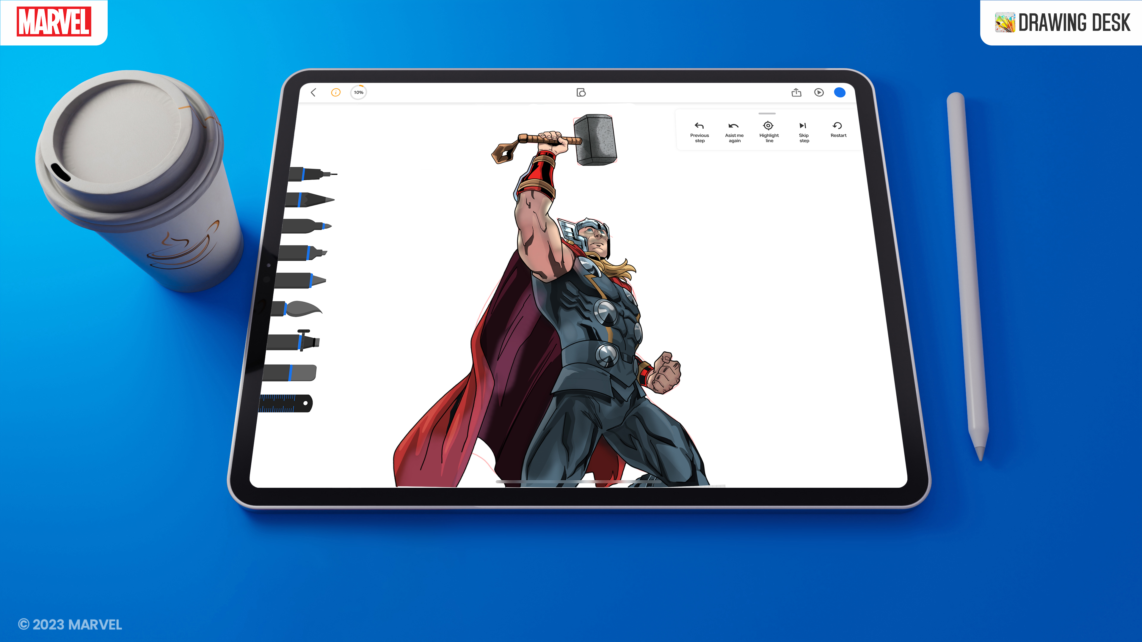 Marvel Lessons Drawing Desk unveils step-by-step drawing lessons featuring Marvel ...